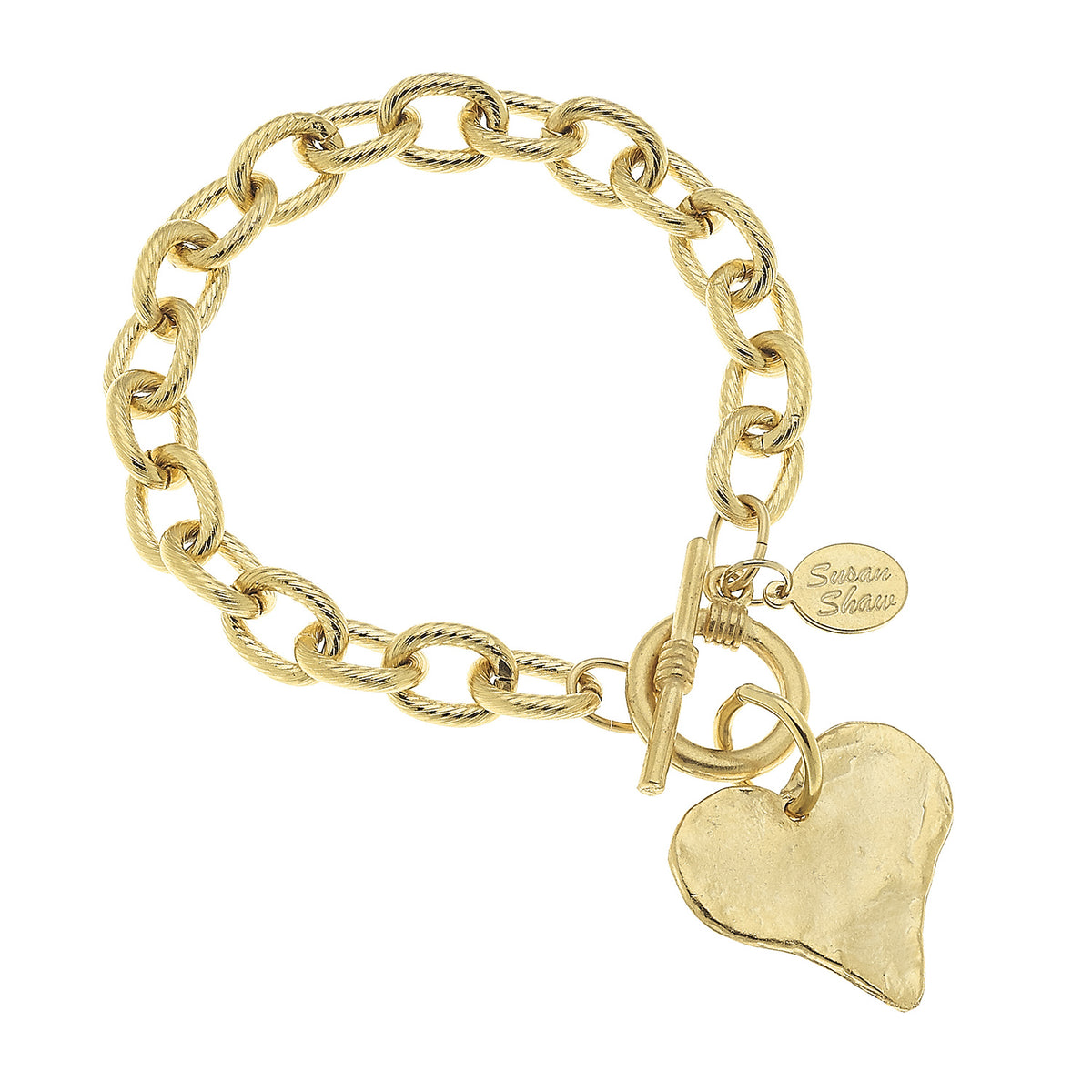 Heart Charm Bracelet in 14K Gold - 7.5