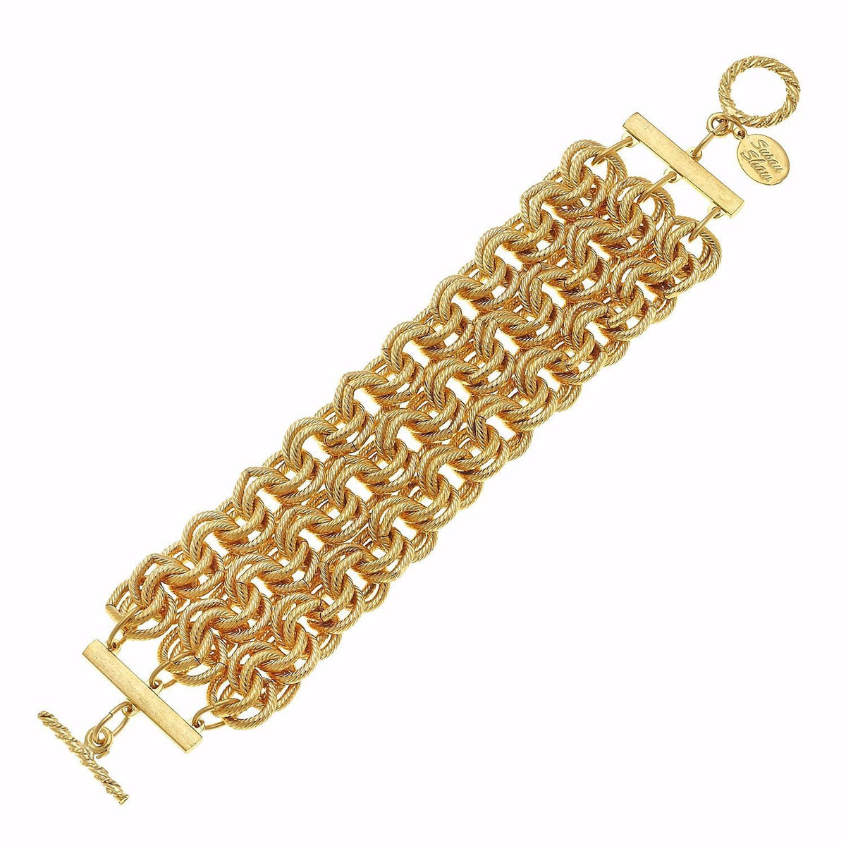 Stone and Strand Bold Gold Plated Chain Bracelet