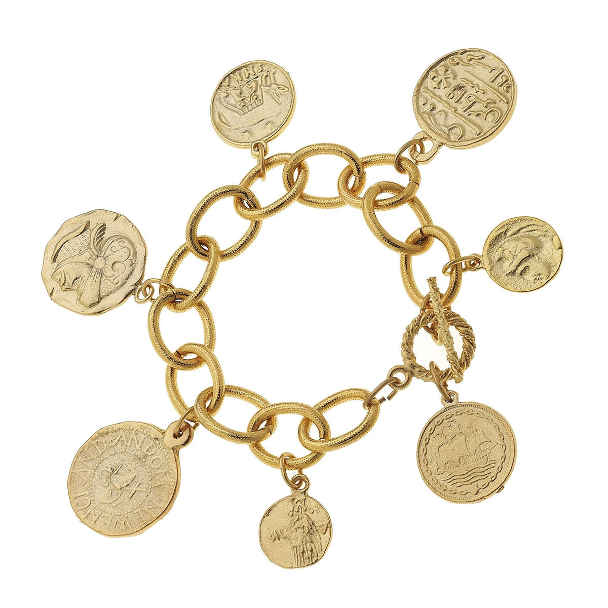 Wholesale Fine Life Flower Money Coin Bracelet Shiny Gold Small