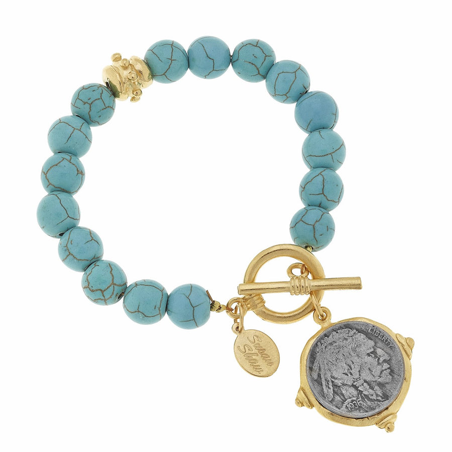 American Indian Nickel Turquoise Bracelet