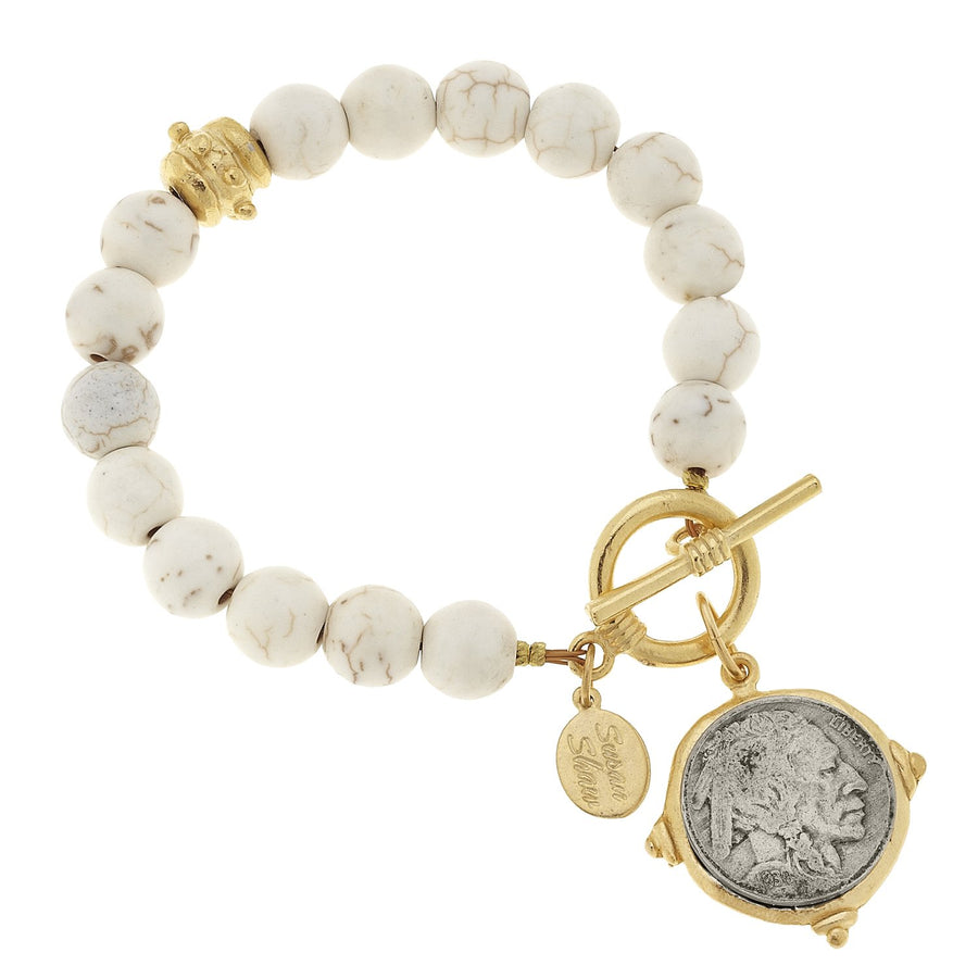 American Indian Nickel White Turquoise Bracelet
