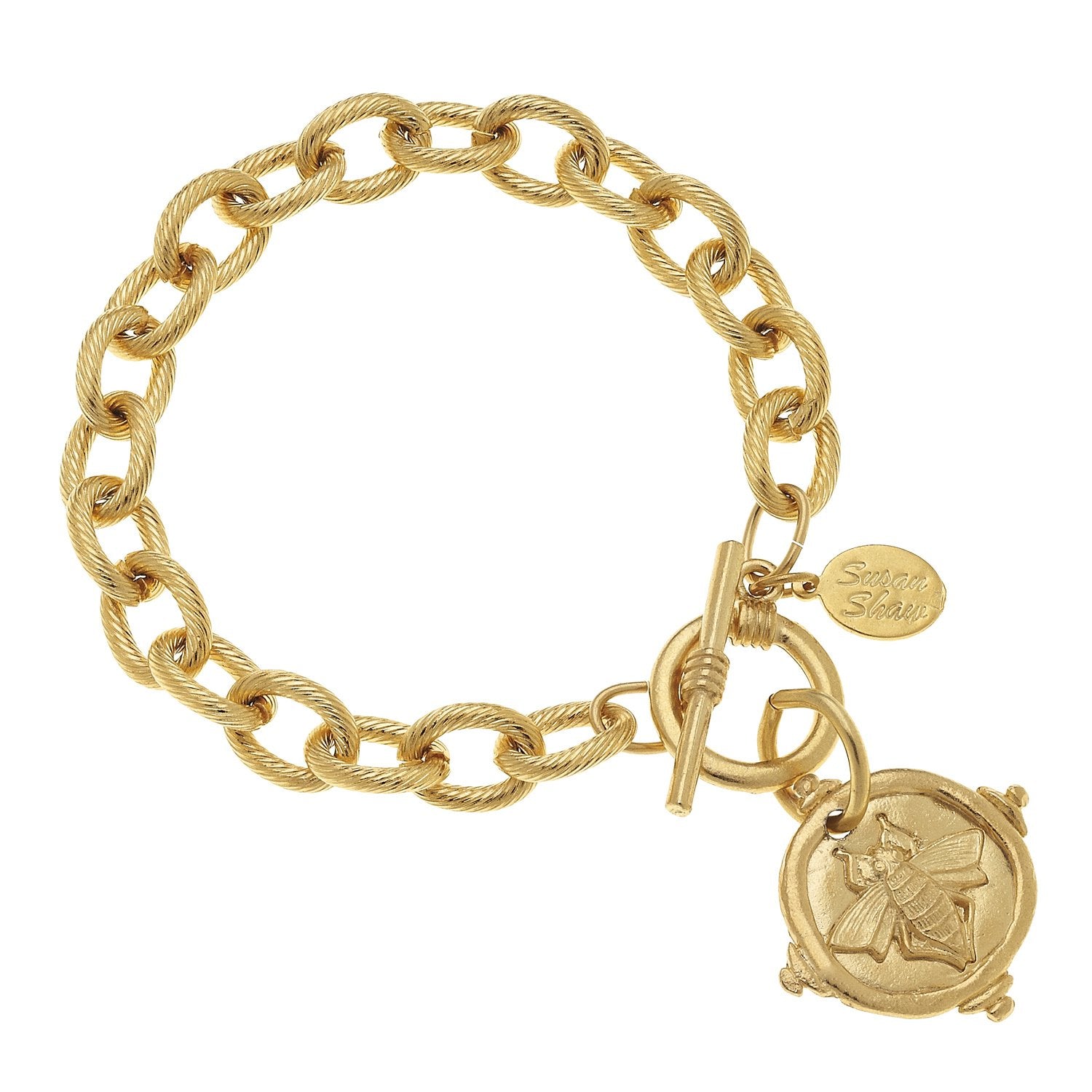 Susan Shaw Small Bee Intaglio Chain Bracelet