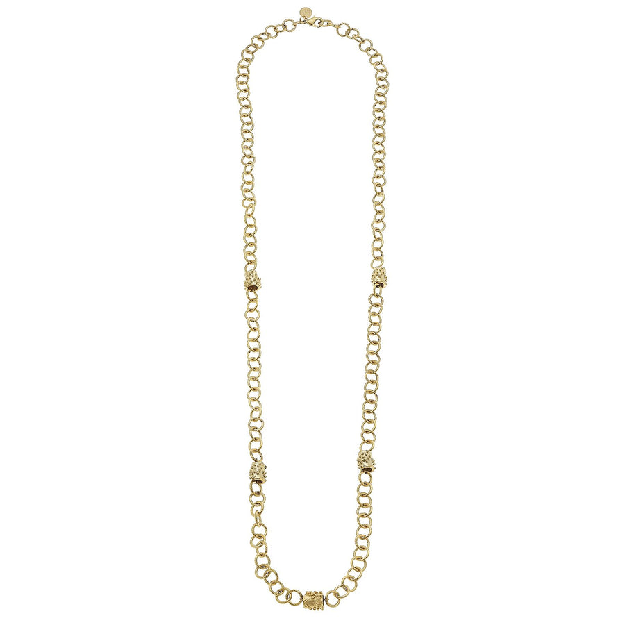 Long Linked Bead Chain Necklace