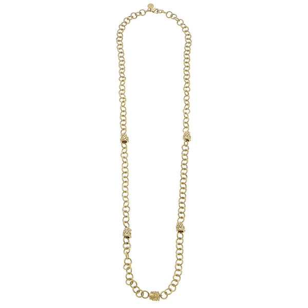 Long Linked Bead Chain Necklace