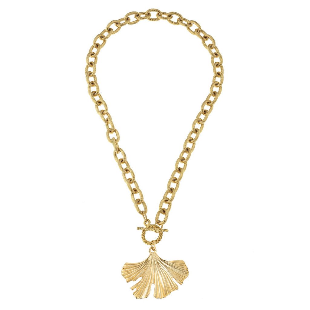 Adornia Layered Mixed Chain Ginko Leaf Necklace gold – ADORNIA