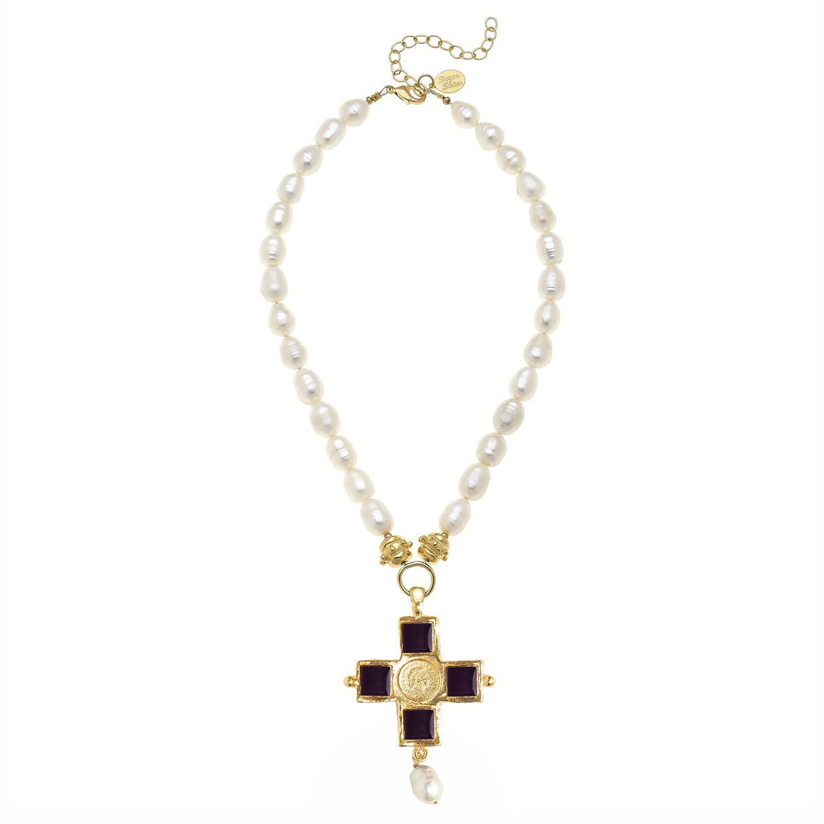 Charlotte Cross Pearl Necklace - Susan Shaw