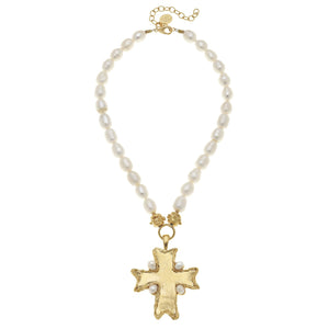 Esther Cross Pearl Necklace