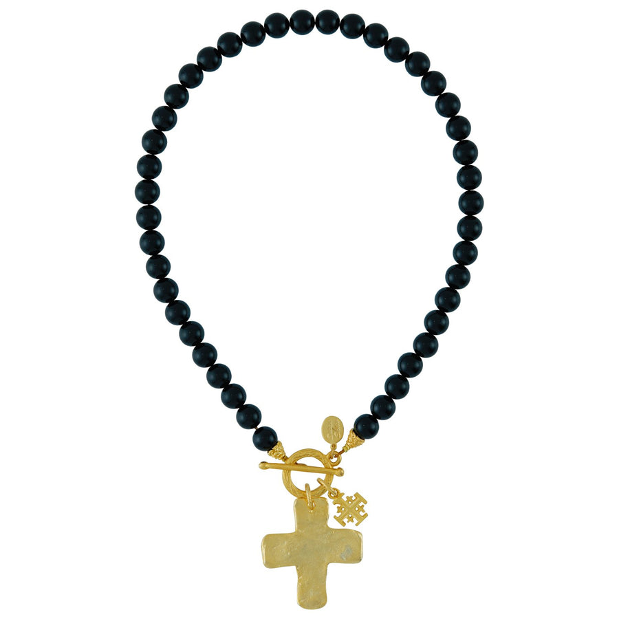 Double Cross Onyx Necklace