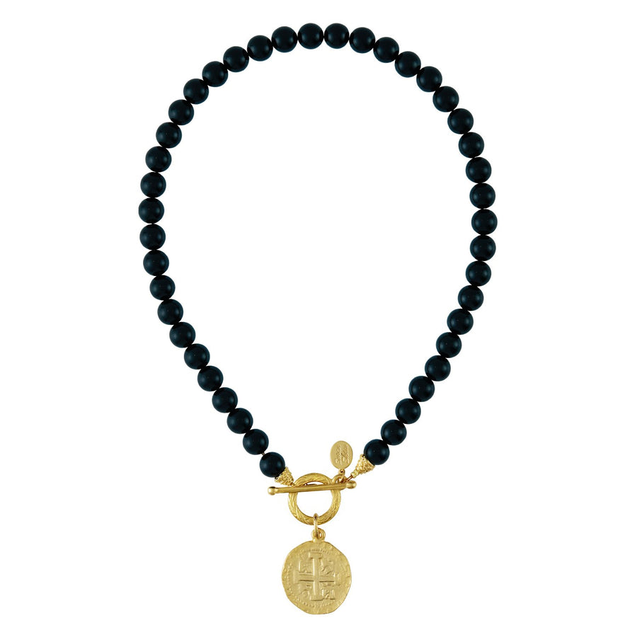 Coin Toggle Onyx Necklace
