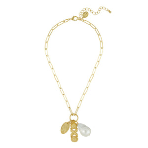 XO Baroque Pearl Paperclip Necklace