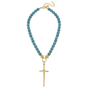 Turquoise Tall Cross Necklace