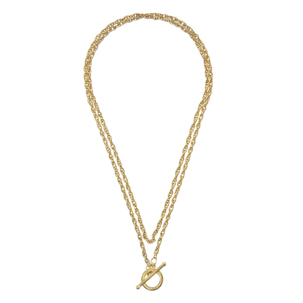 Yellow Gold Plated Chunky Belcher Chain T Bar Lariat Necklace | Posh Totty  Designs | Wolf & Badger
