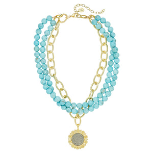 Kelly Triple Strand American Indian Nickel Necklace