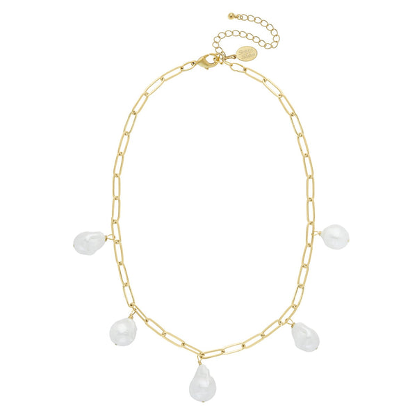 Baroque Pearl Paperclip Necklace