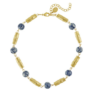 Blue & White Bamboo Necklace