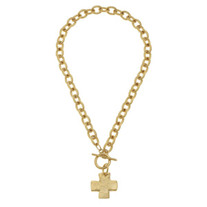 Cross Toggle Necklace – Silver / 20 Inches