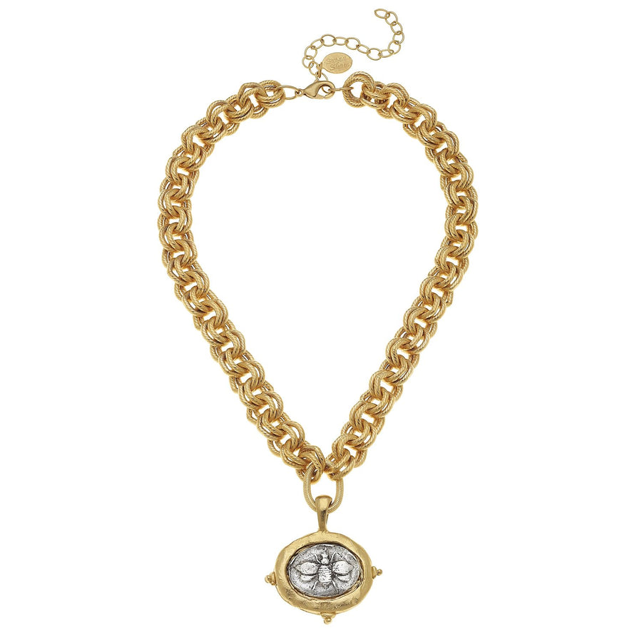 Mixed Metal Bee Intaligo Necklace