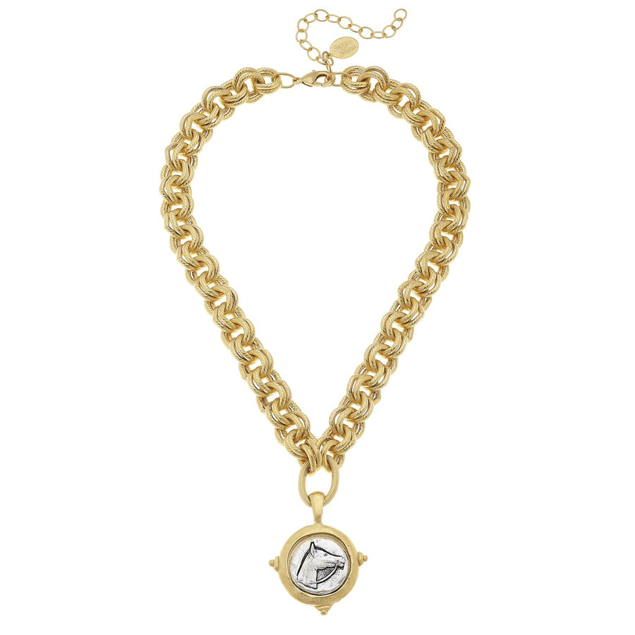 Mixed Metal Horse Head Necklace