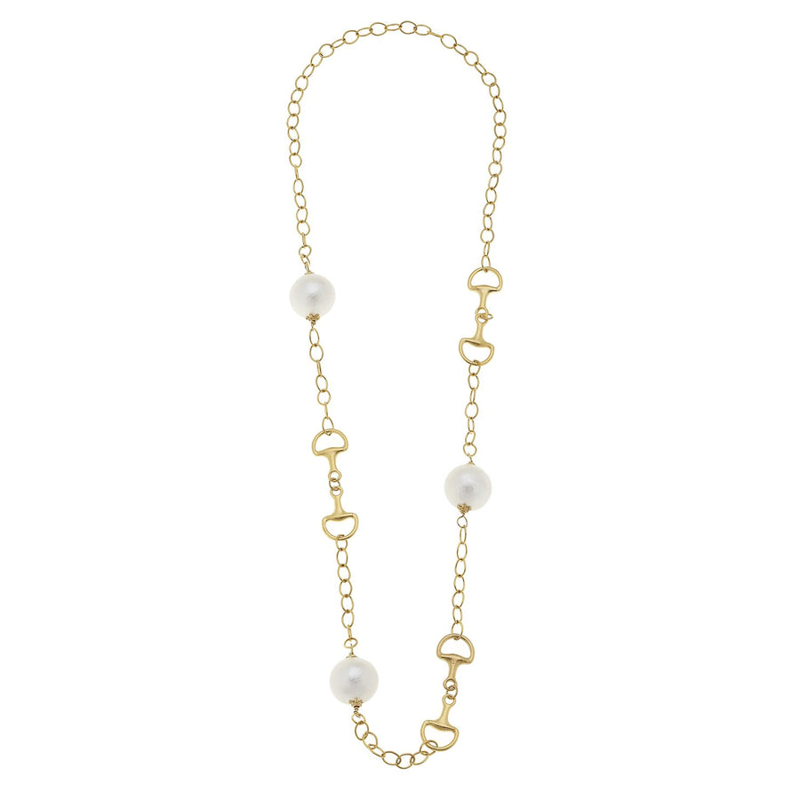 Long Cotton Pearl Horse Bit Necklace