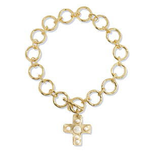 Sage Cross Pearl Necklace