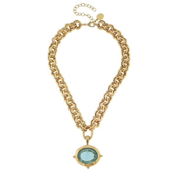 Susan Shaw Venetian Glass Bee Intaglio Chain Necklace