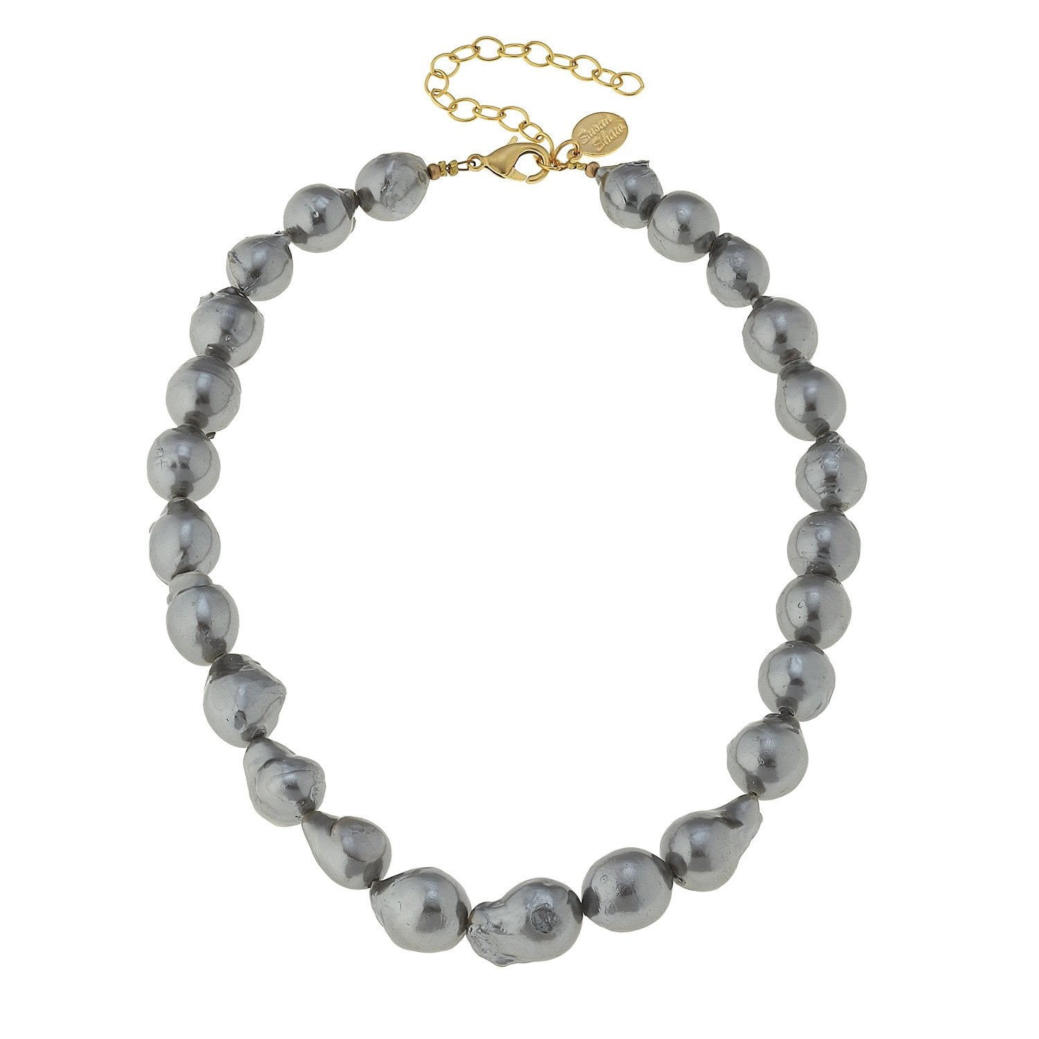 Susan Shaw Genuine Grey Baroque Pearl Necklace