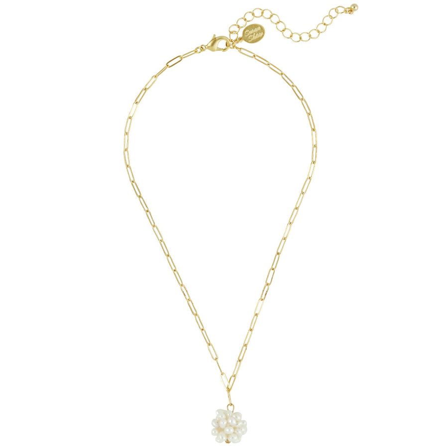 Pearl Cluster Paperclip Necklace