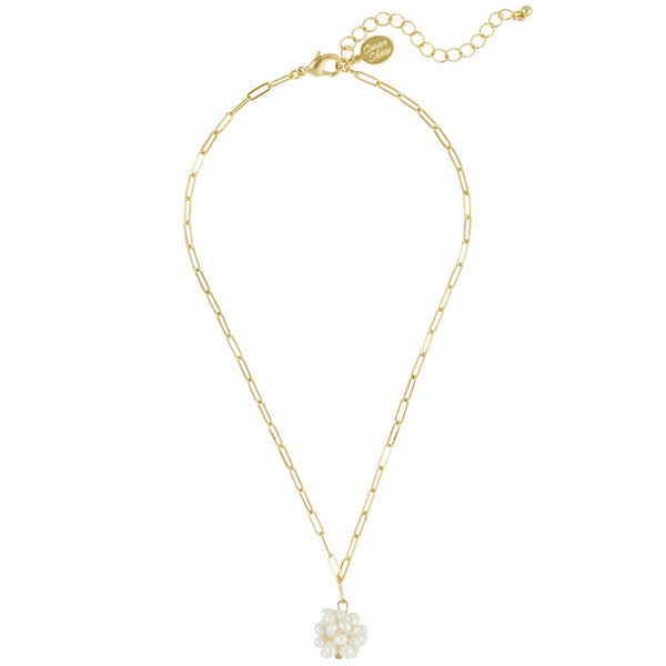 Pearl Cluster Paperclip Necklace