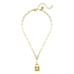 Susan Shaw Paperclip Lock Heart Necklace