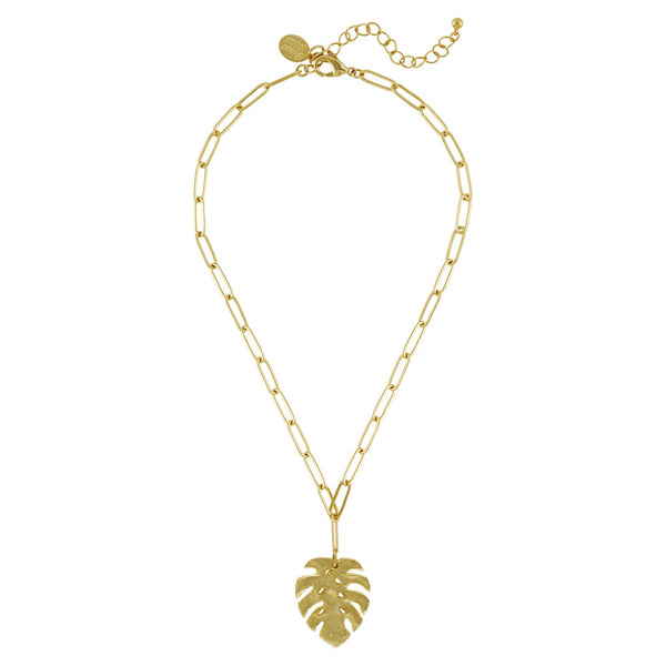 Monstera Paperclip Necklace