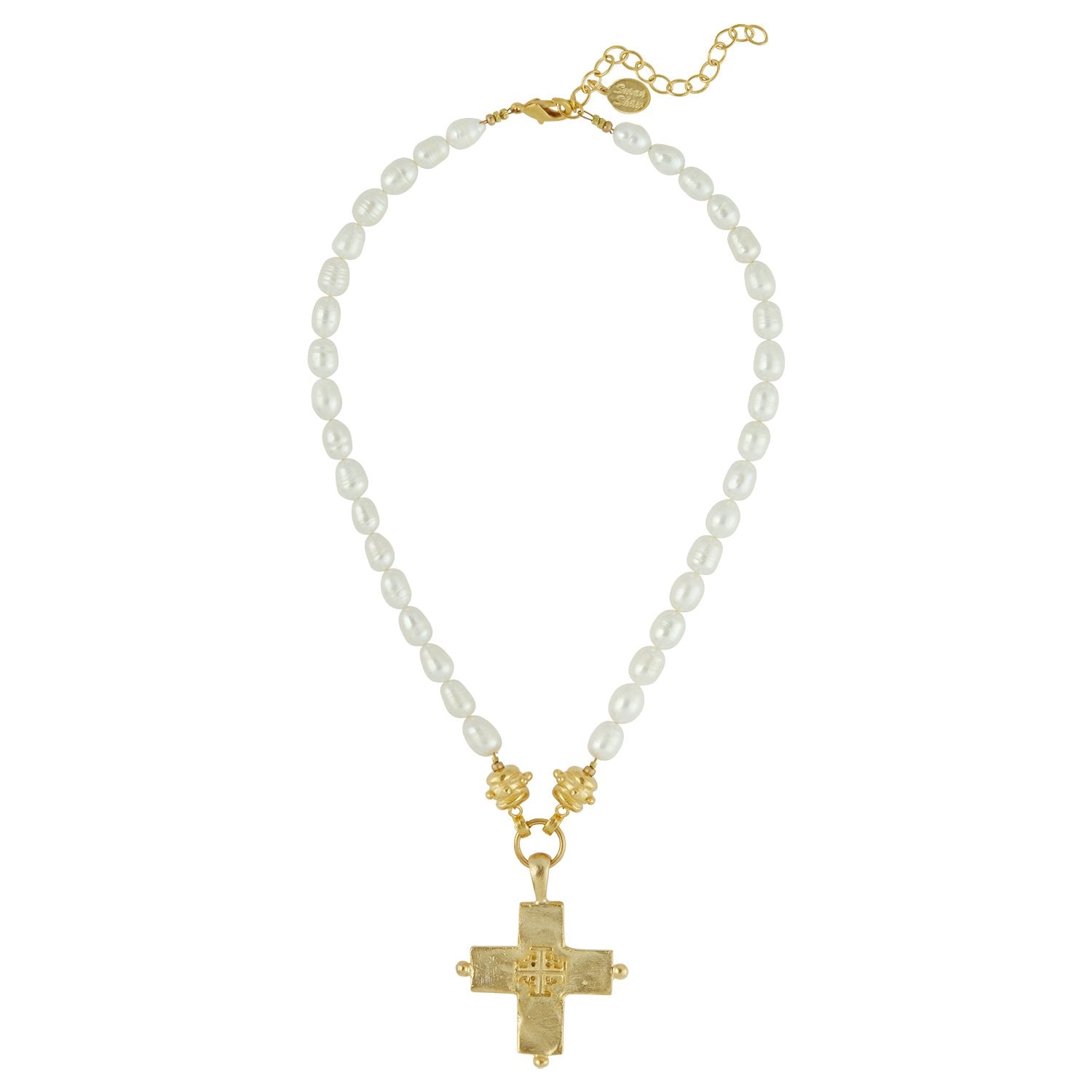 Jerusalem Double Cross Pearl Necklace - Susan Shaw