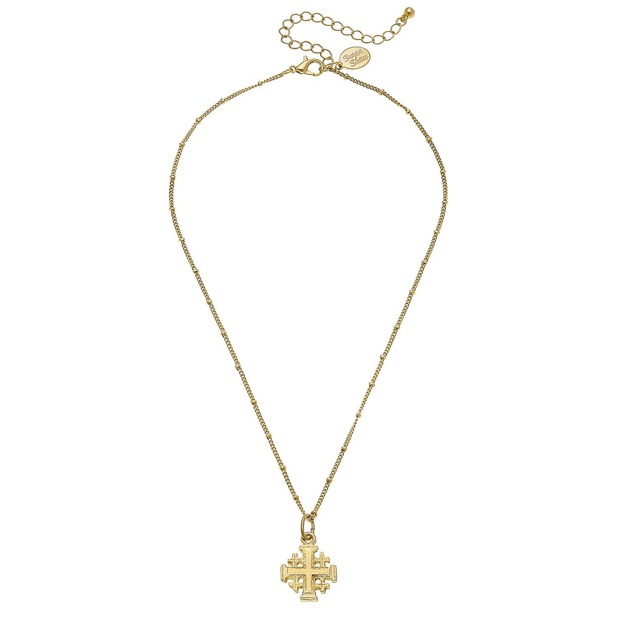 Jerusalem Cross Necklace Gold Cross Pendant Tiny Charm Necklace Chain  Necklace Simple Necklace Delicate Necklace Jewish Jewelry 