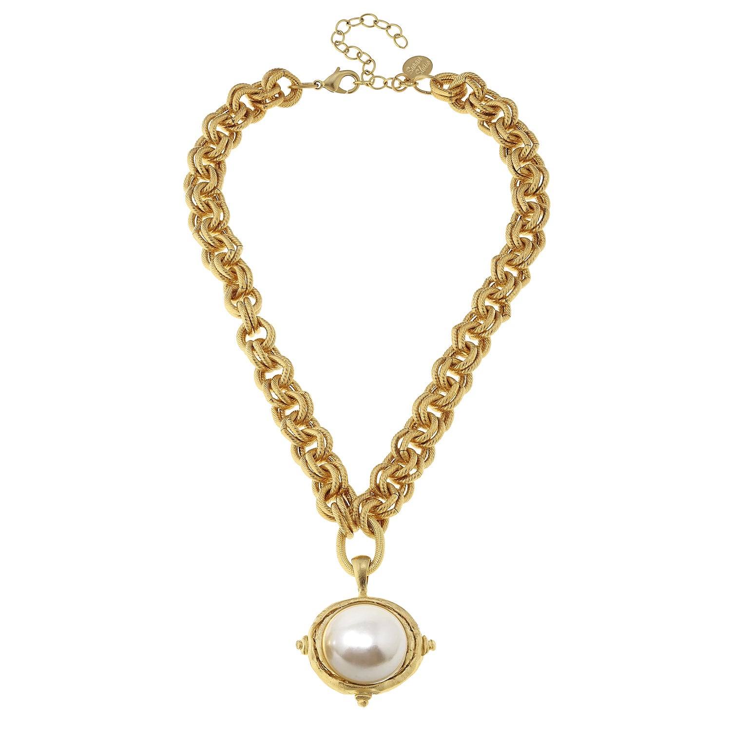 Susan Shaw Pearl Cab Chain Necklace