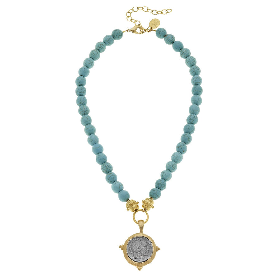 American Indian Nickel Turquoise Necklace