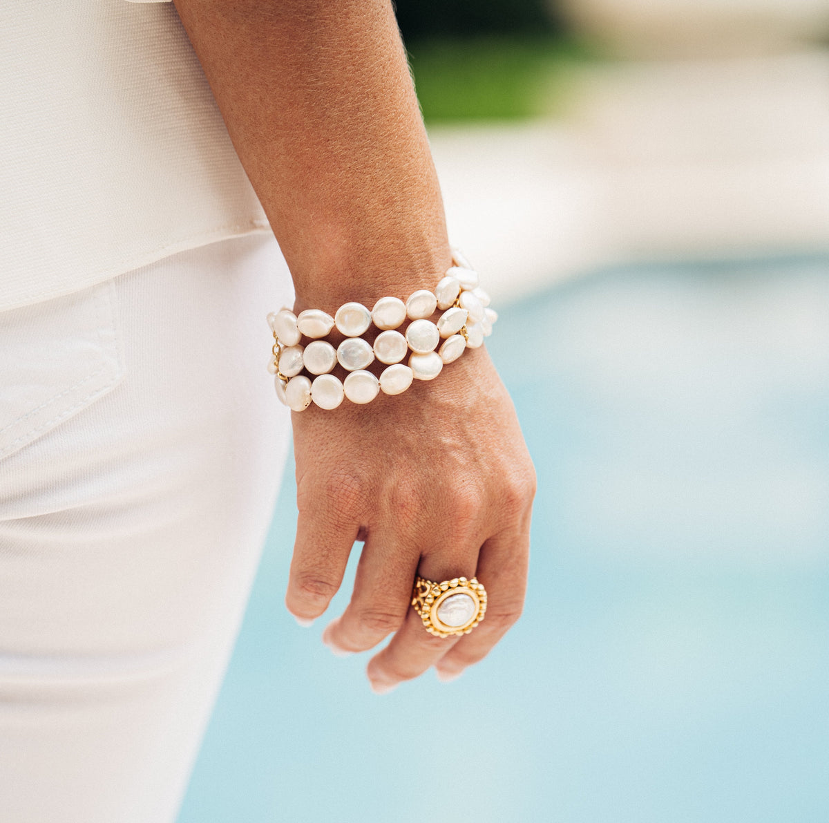 Frances flat pearl bracelet  Galerie Mode