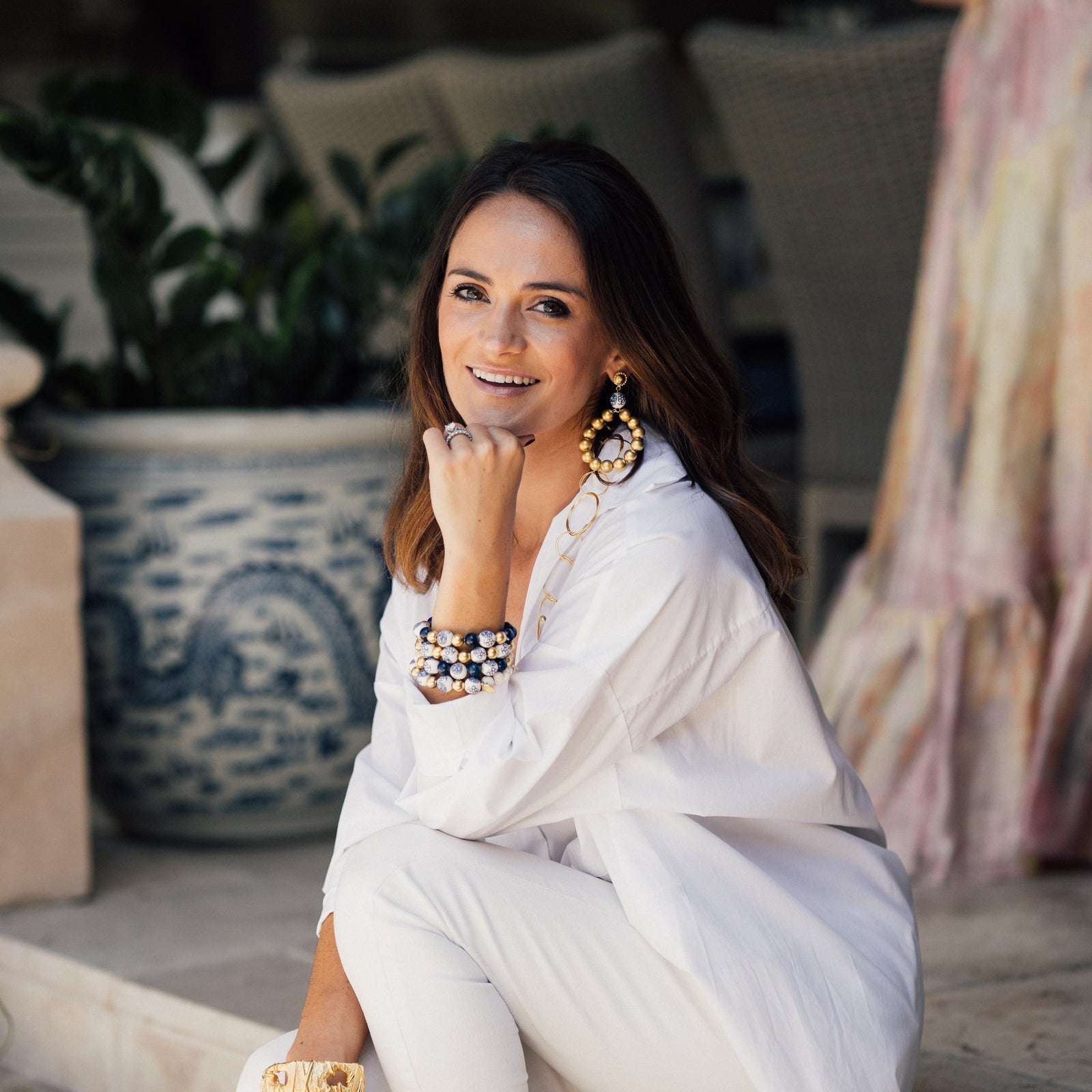 Blue & White Lapis Stretch Bracelet