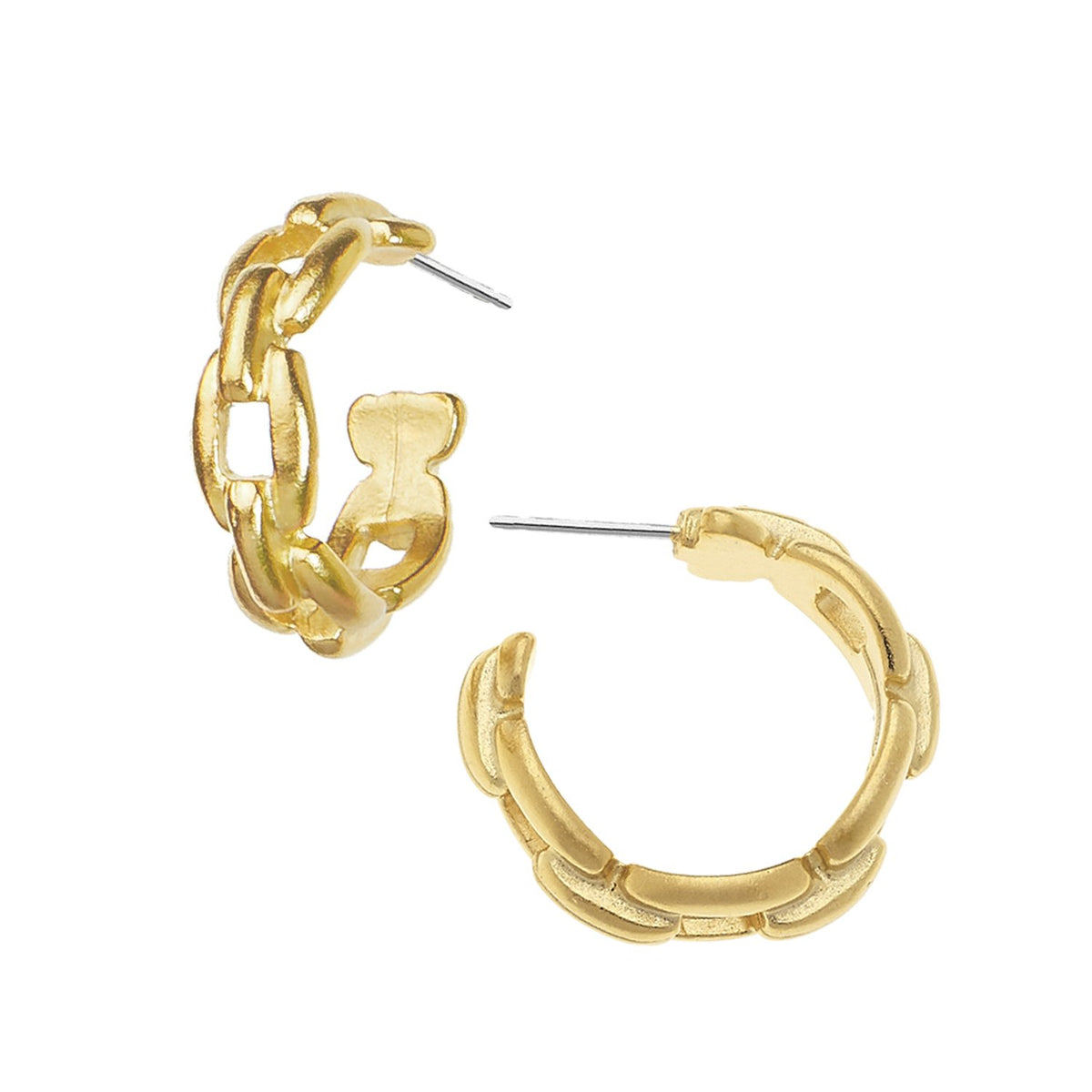 Amazon.com: Unique Corn 14K Gold Plated Double Piercing Chain Hoop Earrings  for Women Two Holes Connecting Earrings (Gold): Clothing, Shoes & Jewelry