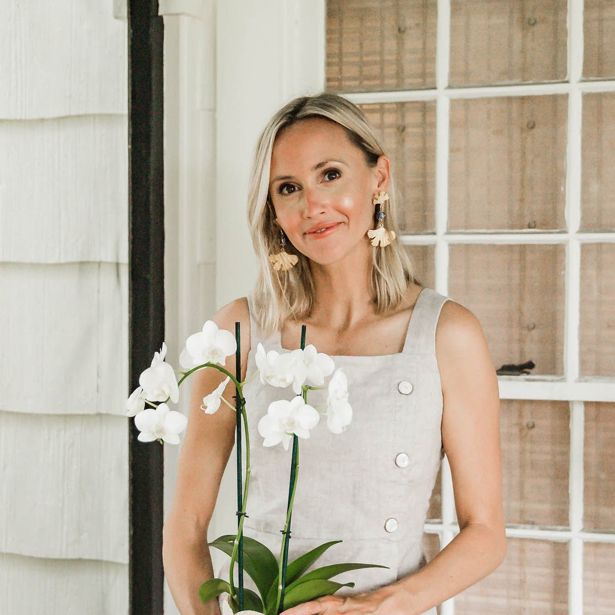 Blue & White Ginkgo Earrings