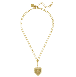 Jerusalem Cross Heart Necklace