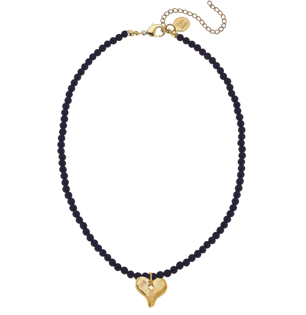 NECKLACE - Angèle mini onyx heart on chain | Ginette NY