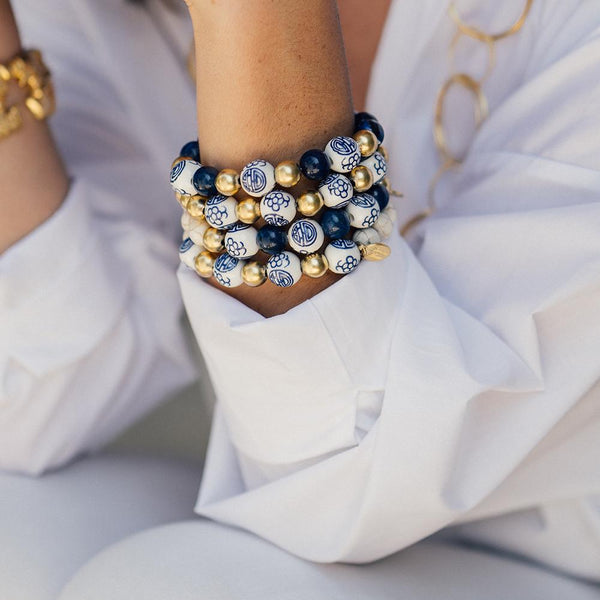Blue & White Turquoise Lapis Stretch Bracelet