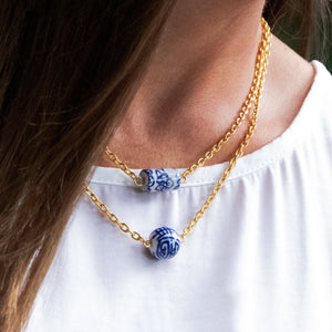 Blue & White Allie Bead Necklace
