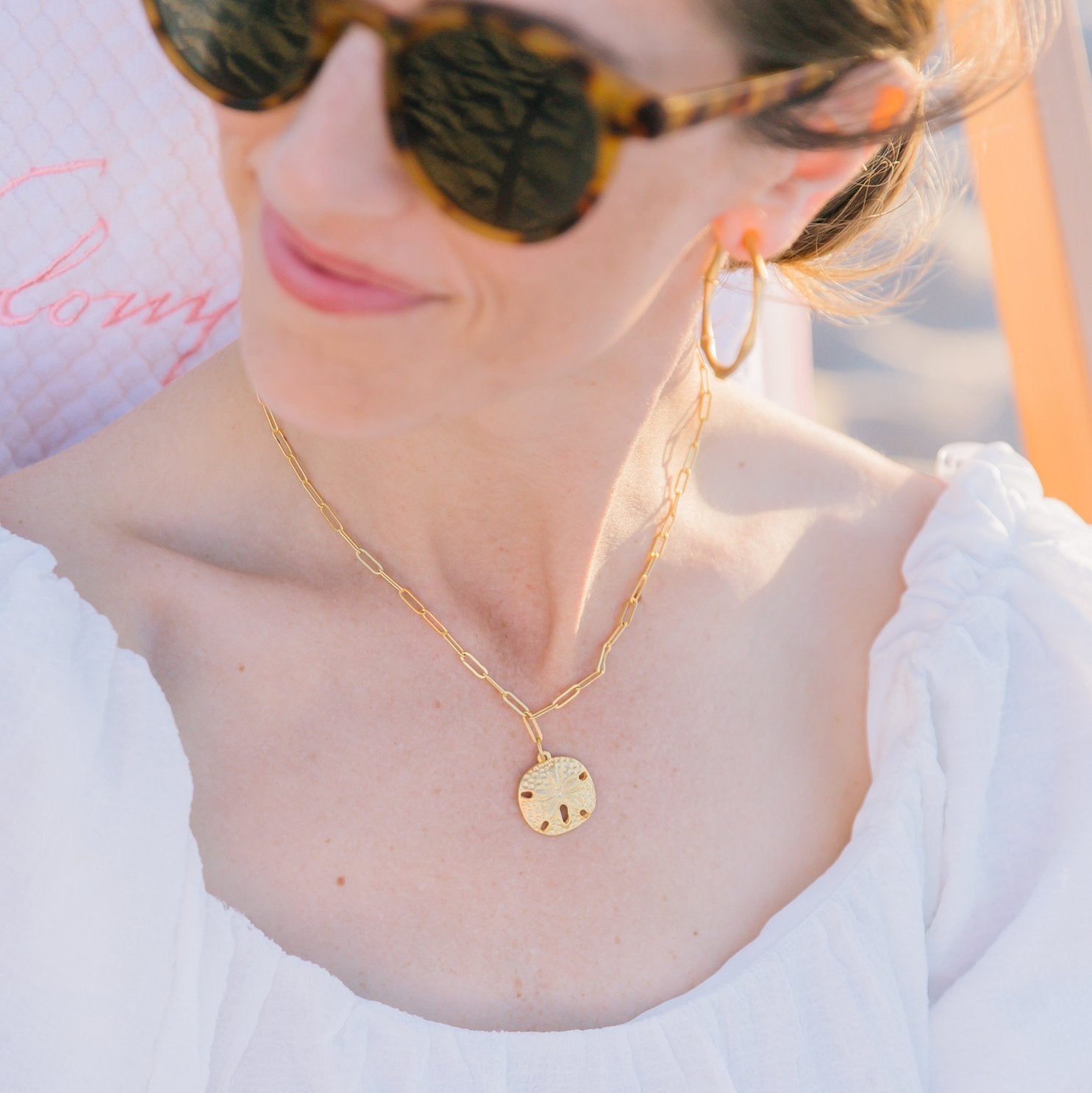 Sand Dollar Paperclip Necklace