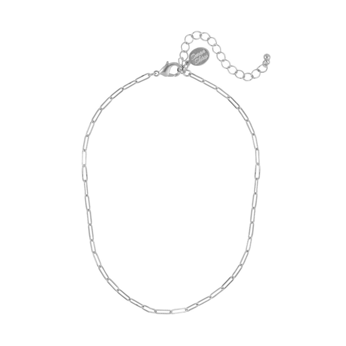 Paperclip Links Necklace Silver & 18k - Circle Stone Designs