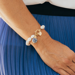 Blue & White Pearl Toggle Bracelet
