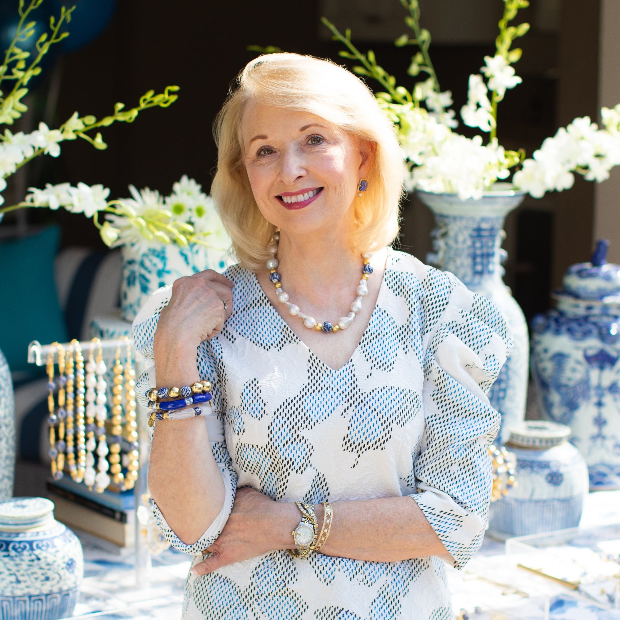 Blue & White Baroque Pearl Necklace